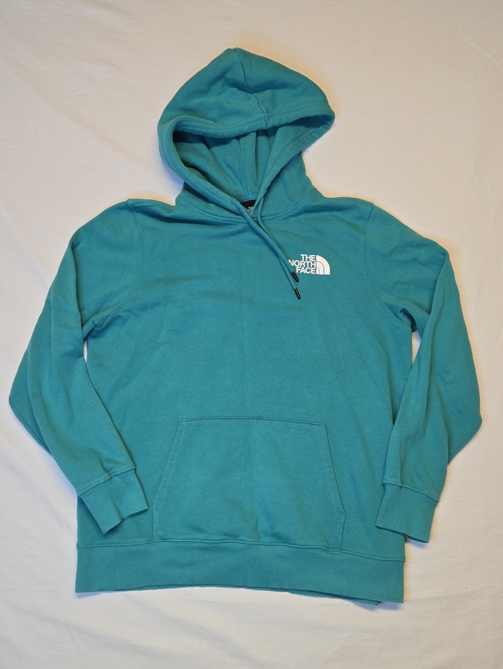 The North Face Teal Pullover Hoodie with Pink Back Graphic